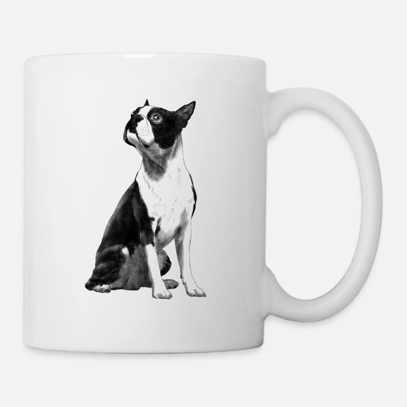 Sitzender Boston Terrier Hund - Tasse - Weiß