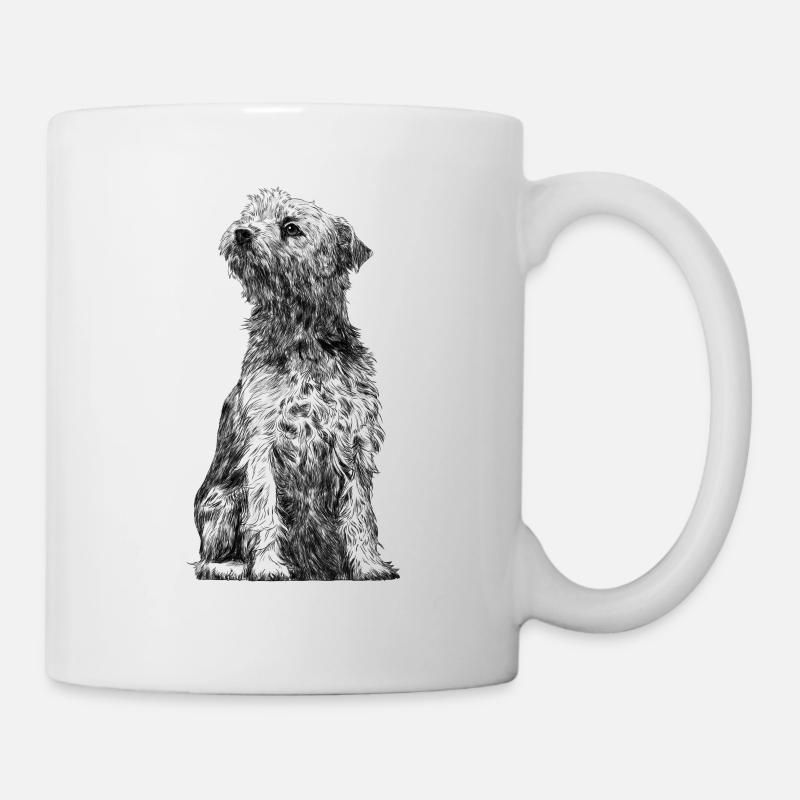 Sitzender Border Terrier Dog - Tasse - Weiß