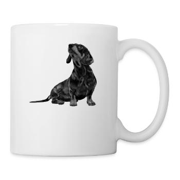 Sitzender Dackel - Tasse - Weiß - Rechts