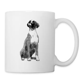 Sitzender Boxer Hund - Tasse - Weiß - Rechts