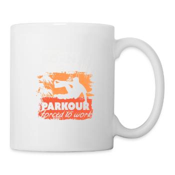 Vintage Born To Parkour, forced to work - Tasse - Weiß - Rechts