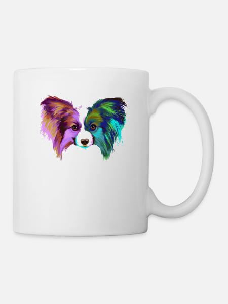 Splash Kontinentaler Zwergspaniel Hund - Tasse - Weiß