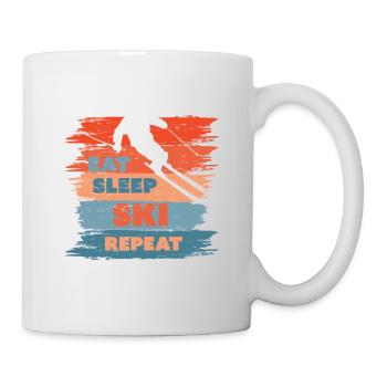 Eat Sleep Ski Repeat, skieur cadeau - Mug blanc - blanc - Droite