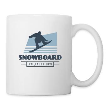 Live, laugh, love, Geschenk Snowboarder - Tasse - Weiß - Rechts