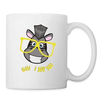 Ich sehe dich! Lustiges Zebra mit Brille - Tasse - Weiß - Rechts