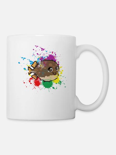 Farbiger Kugelfisch - Tasse - Weiß