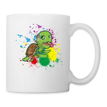 Farbige Schildkröte - Tasse - Weiß - Rechts