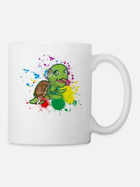 Farbige Schildkröte - Tasse - Weiß