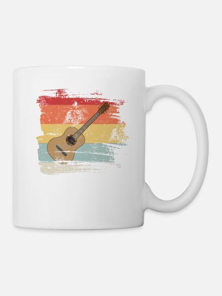 Retro Gitarre - Tasse - Weiß