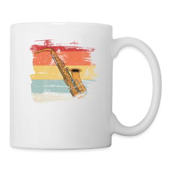 Retro Saxophon - Tasse - Weiß - Rechts
