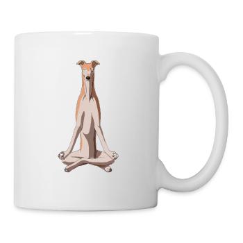 Meditierender Greyhound Hund - Tasse - Weiß - Rechts