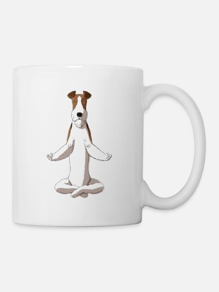 Cheveux méditants Foxterrier Chien - Mug blanc - blanc