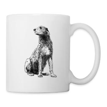 Sitting Irish Wolfhound Dog - Mug - white - Right