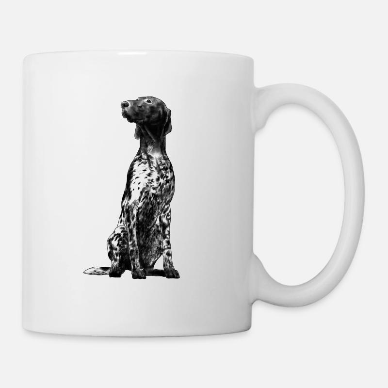 Sitzender Deutsch Kurzhaar Hund - Tasse - Weiß