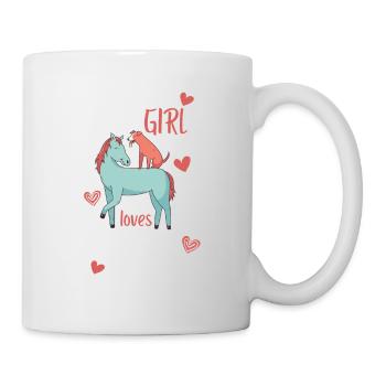 Ein Mädchen, das Pferde und Hunde liebt - Tasse - Weiß - Rechts