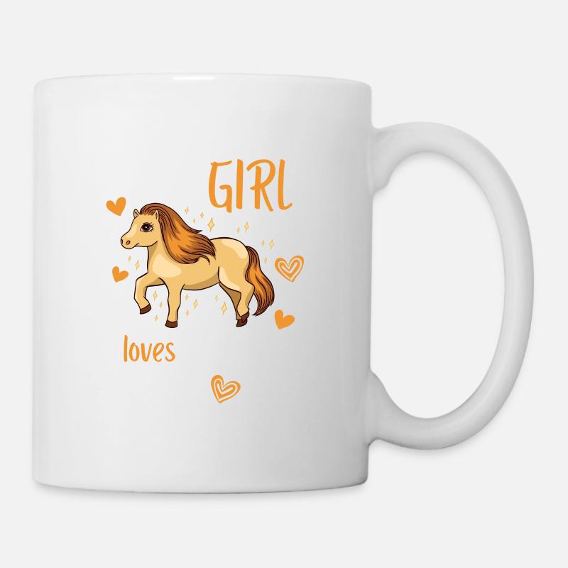 Ein Mädchen, das Ponys liebt, Dorfkind Geschenk - Tasse - Weiß
