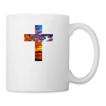 Christian Cross With Sunset - Mug - white - Right