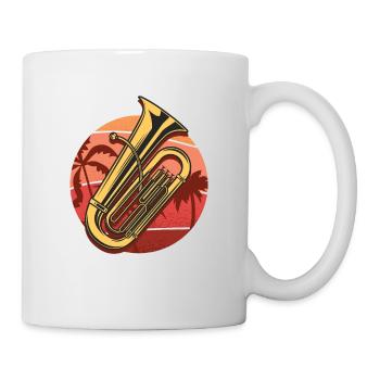 Cadeau de tuba, tuba ensoleillé sur la plage, orchestre - Mug blanc - blanc - Droite