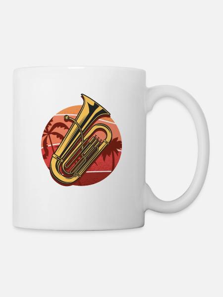 Cadeau de tuba, tuba ensoleillé sur la plage, orchestre - Mug blanc - blanc