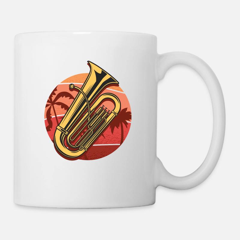 Cadeau de tuba, tuba ensoleillé sur la plage, orchestre - Mug blanc - blanc