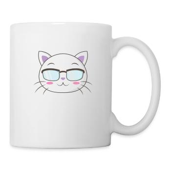 Chat de nerd avec des lunettes de nerd - Mug blanc - blanc - Droite