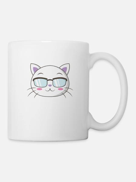 Chat de nerd avec des lunettes de nerd - Mug blanc - blanc