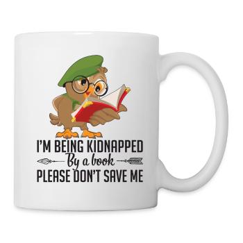 Je suis kidnappé par un livre lecture drôle de hibou - Mug blanc - blanc - Droite