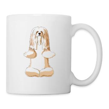Meditierender Lhasa Apso Hund - Tasse - Weiß - Rechts