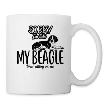 Sorry I'm Late My Beagle Was Sitting On Me T Shirt - Tasse - Weiß - Rechts
