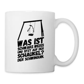 Pinguin Schaukel Lustiger Spruch - Tasse - Weiß - Rechts