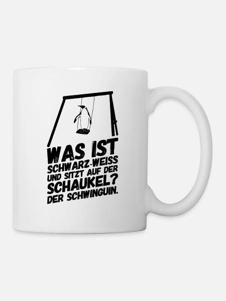 Pinguin Schaukel Lustiger Spruch - Tasse - Weiß