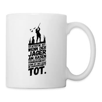 Jäger Jagen Jagd Statistik Witz - Tasse - Weiß - Rechts