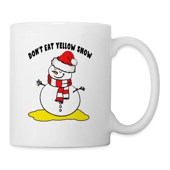 Don't eat yellow snow snowman Schneemann Shirt - Tasse - Weiß - Rechts