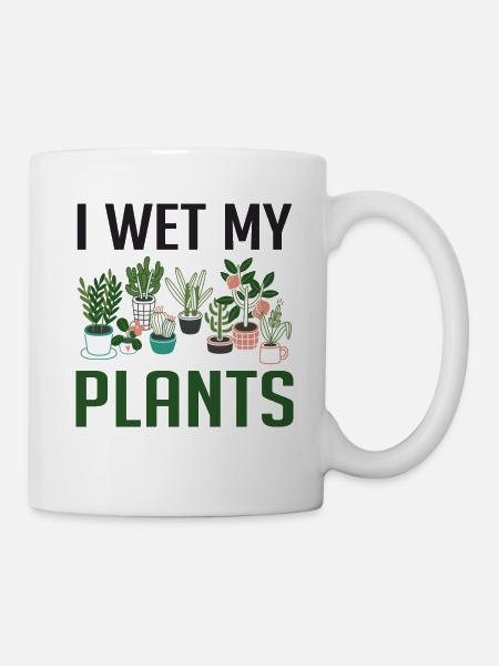 Je mouille mes plantes T-shirt drôle de fille d'amant de plante - Mug blanc - blanc