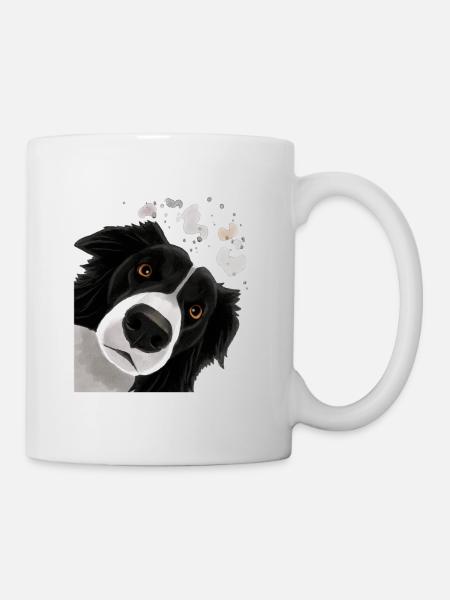 Neugieriger Border Collie Hund - Tasse - Weiß