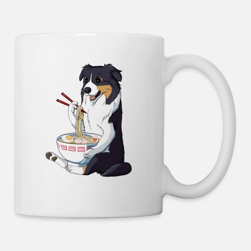 Japanischer Anime Ramen Australian Shepherd Hund - Tasse - Weiß