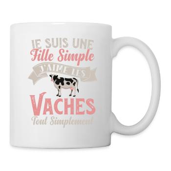 Fille simple j'aime les vaches - cadeau humour - Mug blanc - blanc - Droite