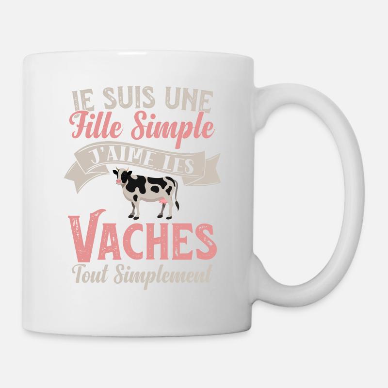 Fille simple j'aime les vaches - cadeau humour - Mug blanc - blanc
