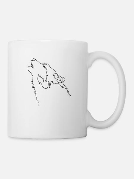 One Line Drawing Wolf Single Art - Tasse - Weiß