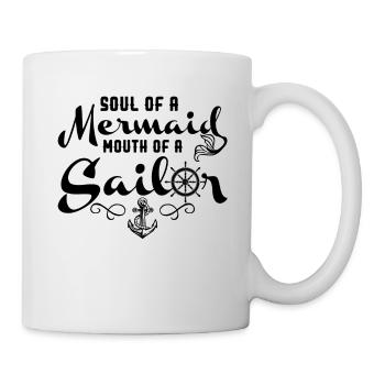 Âme d'une bouche de sirène d'un marin T-shirt drôle - Mug blanc - blanc - Droite