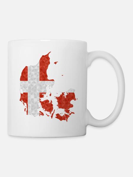 Dänemark Flagge Umriss Skandinavien Dänische Fahne - Kop/krus - hvid