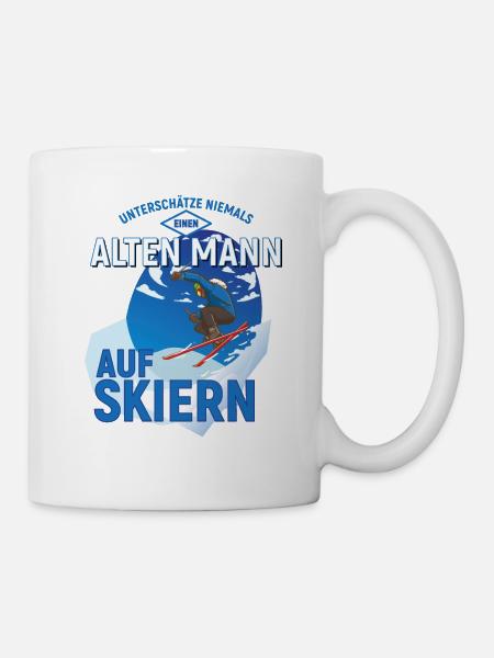 Unterschätze niemals einen alten Mann auf Skiener - Tasse - Weiß