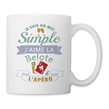 J´aime la belote et l apéro cadeau - Mug blanc - blanc - Droite