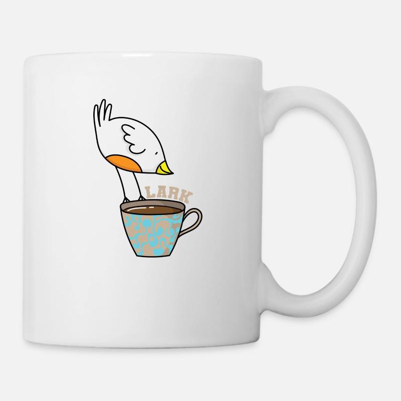 Lerche Schlaftyp Frühaufsteher Vogel mit Kaffee - Tasse - Weiß