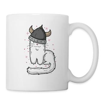 Chat avec un casque viking et des griffes - Mug blanc - blanc - Droite