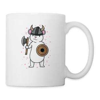 Kaninchen als Wikinger mit Helm und Schild - Tasse - Weiß - Rechts