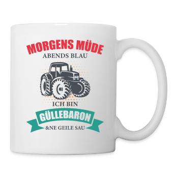 Landwirt Güllebaron Feld Bauer Trecker Traktor - Tasse - Weiß - Rechts