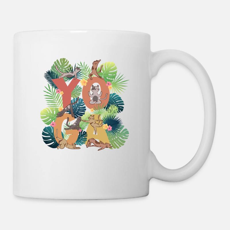 Yoga de chat, relaxation, nature & méditation chat - Mug blanc - blanc