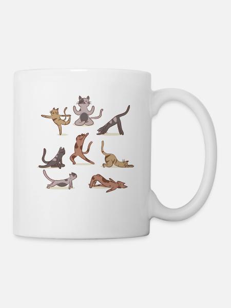 Yoga de chat, relaxation et méditation avec chat - Mug blanc - blanc