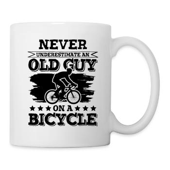alter mann radfahren - Tasse - Weiß - Rechts